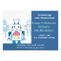 Robot Birthday Party Invitations