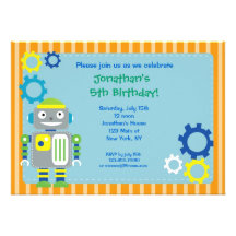 Robot Birthday Party Invitations