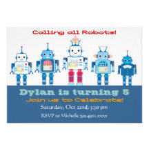 Robot Birthday Party Invitations
