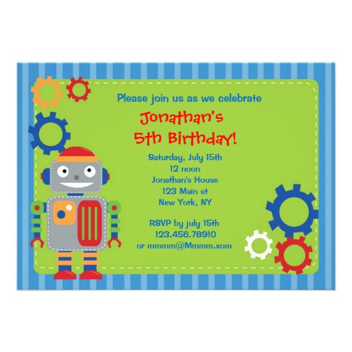 Robot Birthday Party Invitations