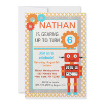 Robot Birthday Party Invitations - Modern