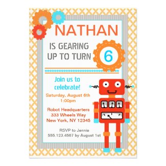 Robot Birthday Party Invitations - Modern