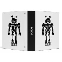 Robot - Black and White (1.5in) binders by artberry Robot - Black and White (1.5in) binders