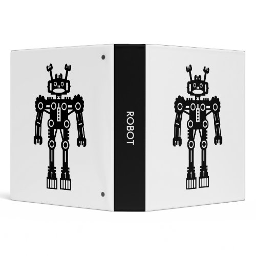 Black and White Robot Binder by ArtBerry for the Technologically Minded
