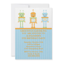 Robot Boys Birthday Party Custom Announcement