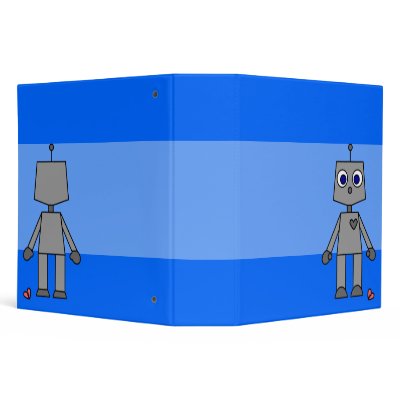 Robot Broken Heart Large Blue Binder by JKLDesigns
