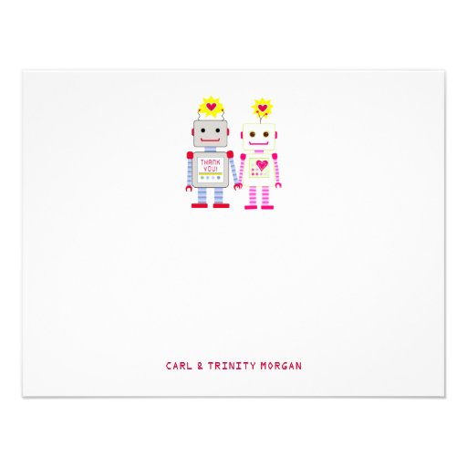 Robot Couple Thank You Note Cards Personalized Invite