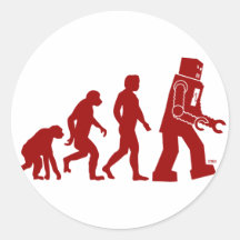 Robot Evolution - from man into robots Round Sticker