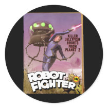 Robot Fighter Fake Pulp Cover Sticker
