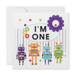 Robot First Birthday Tshirts and Gifts Personalized Invitations