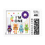 Robot First Birthday Tshirts and Gifts Postage Stamps