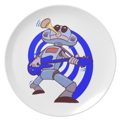 robot guitar player blue.png dinner plate