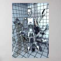 Robot in a Grid Room Posters