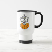 Robot in Pumpkin Coffee Mugs