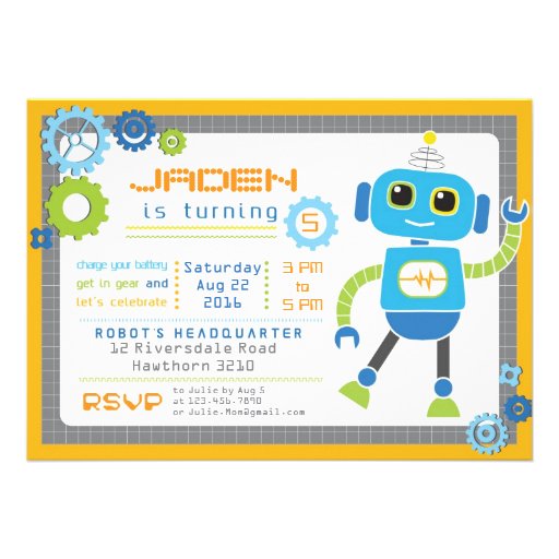 Robot Invitation / Robot Party / Robot Birthday (front side)