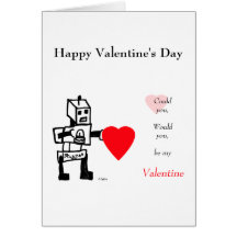 Robot Love, Be Mine Greeting Cards