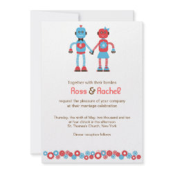 Robot Love Wedding Invitation (vertical) invitation