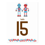 Robot Love Wedding Table Number postcards