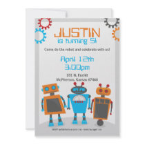 Robot Party Invitations
