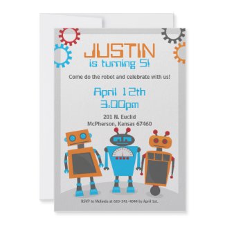 Robot Party Invitations invitation