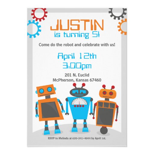 Robot Party Invitations