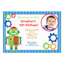 Robot Photo Birthday Invitations invitations