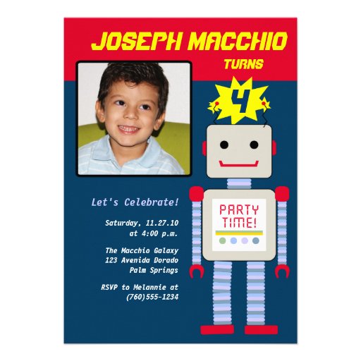 Robot Photo Invitations