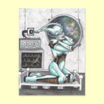 Robot Pin Up Galaxy sci-fi fantasy postcard art postcards