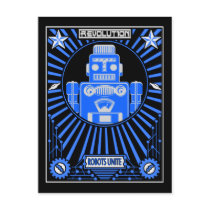 Robot Reolution Blue Post Cards
