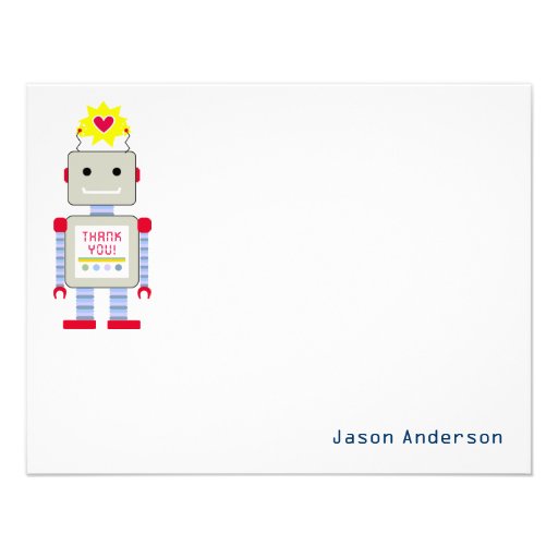 Robot Thank You Note Cards Personal Stationery Invitations