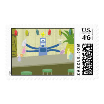 Robot Tiki Bar Bartender Postage