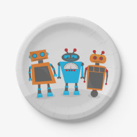 Robot Trio Party 7 Inch Paper Plate
