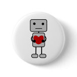 Robot with Heart Pinback Buttons