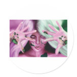 Robotic Woman Round Stickers