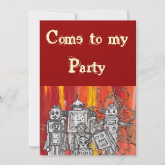 Robots7 party invitations invitation