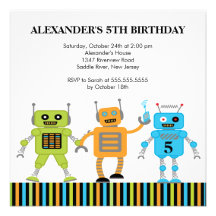 Robots Birthday Party Invitation