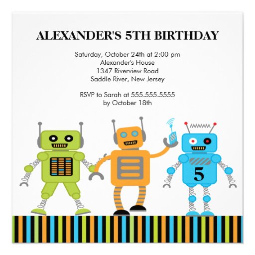 Robots Birthday Party Invitation