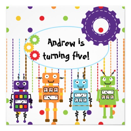 Robots Customized Birthday Invitations