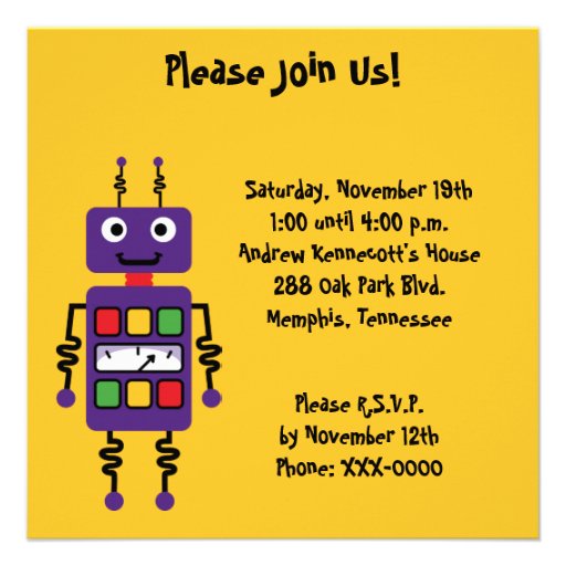 Robots Customized Birthday Invitations