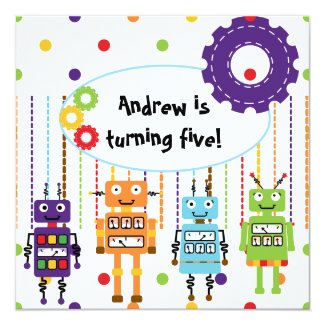 Robots Customized Birthday Invitations