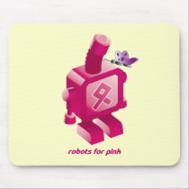 robots for pink Mousepad