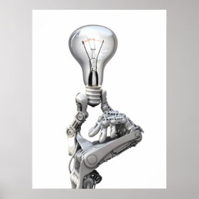 Robot's hand with a bulb poster