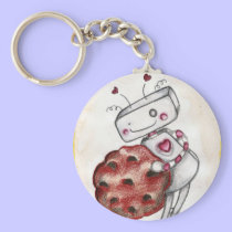 robots heart cookies keychains