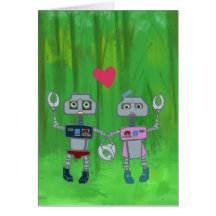 Robots in Love Greeting Card