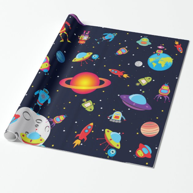 Robots in Outer Space (Med. Images) Wrapping Paper