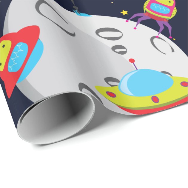 Robots in Outer Space (Med. Images) Wrapping Paper 3/4