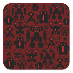 Robots Rule Fun Robot Silhouettes Red Robotics Stickers
