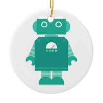 Robots Rule Ornament - Teal ornaments