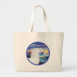 Rocas y mar - caballo árabe blanco 2 bolsas de mano