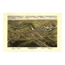Rochester NH 19th Century Birdseye View posters by paulpat Rochester NH 19th Century Birdseye View posters
